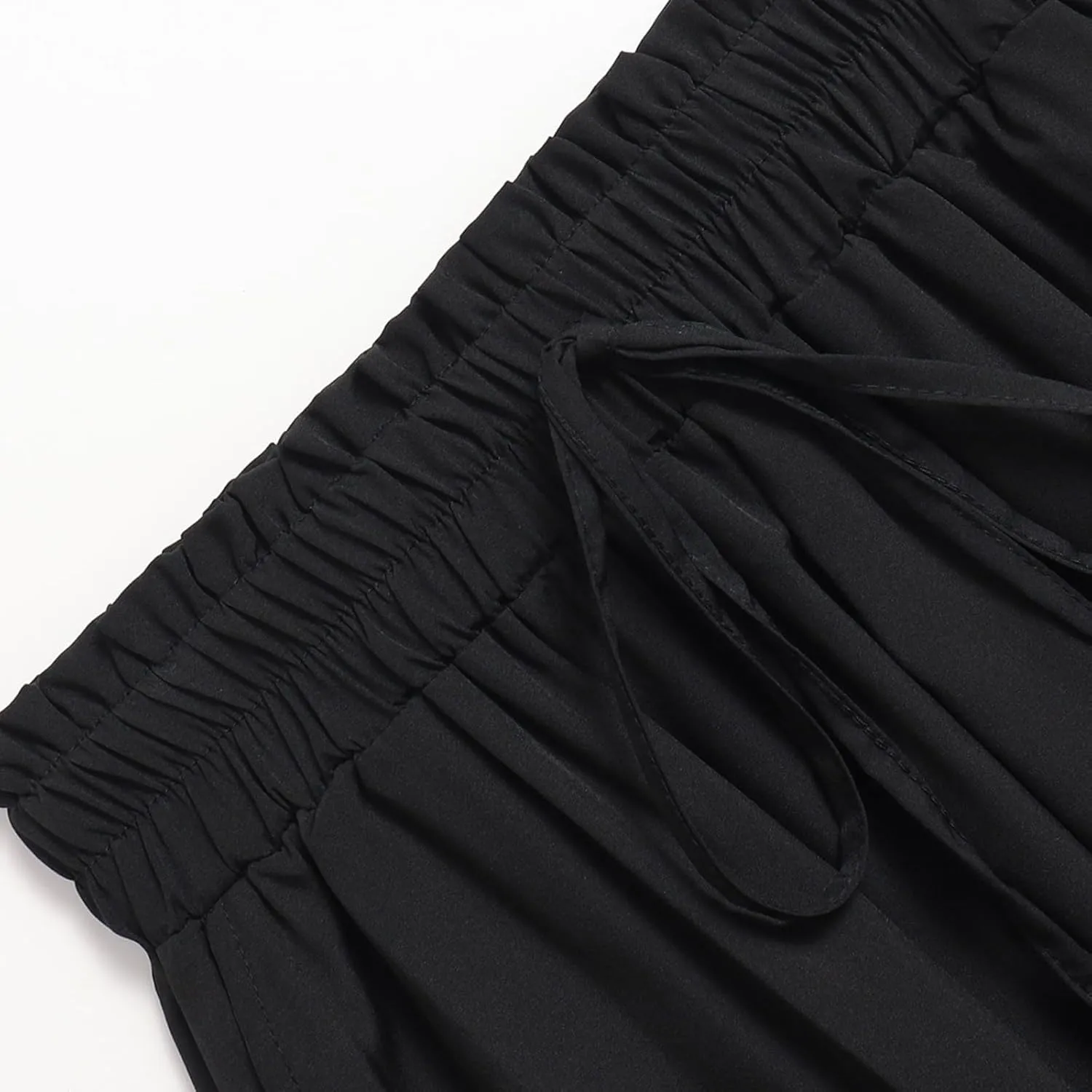 Cotton Linen Skirts for Women Midi Length Summer Drawstring Elastic Waist Smocked A-Line Skirt Knee Length with Pocket