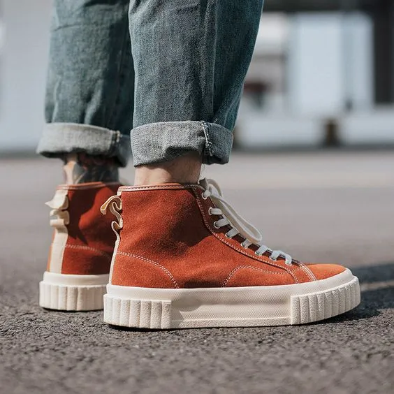 Couples Trendy High Top Leather Shoes