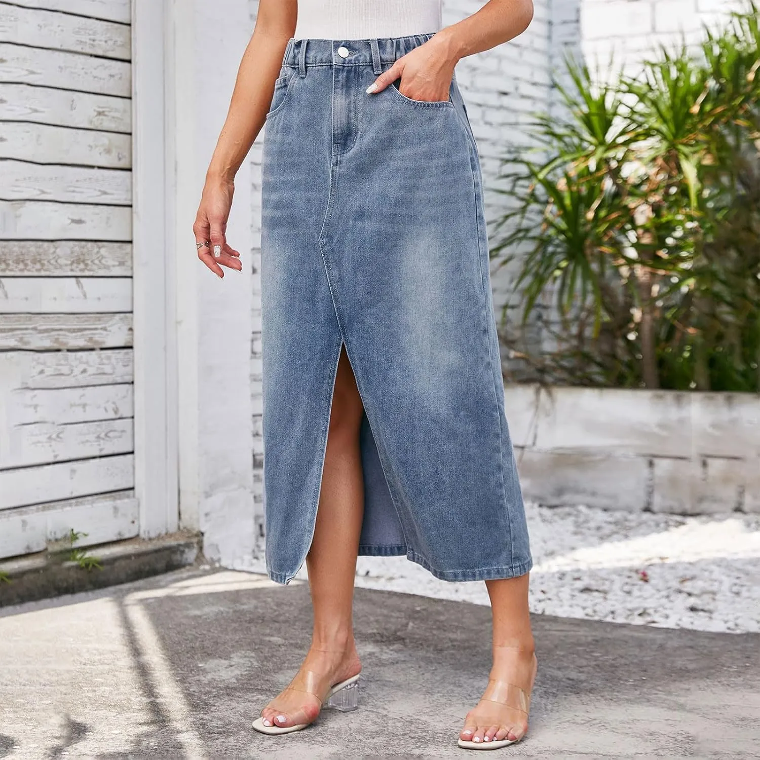 Cowgirl Slit Basic for Women Denim Maxi Long Skorts Women 2025 Y2K