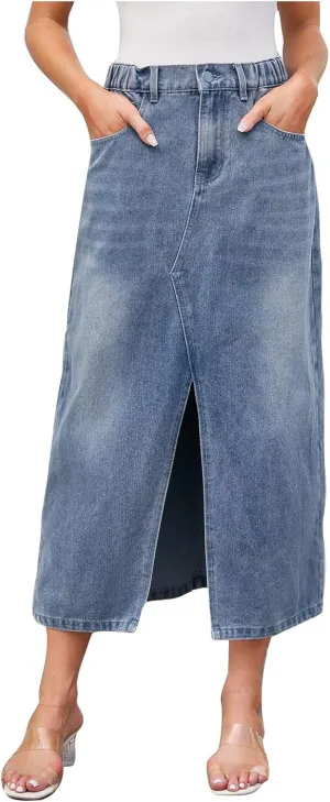 Cowgirl Slit Basic for Women Denim Maxi Long Skorts Women 2025 Y2K