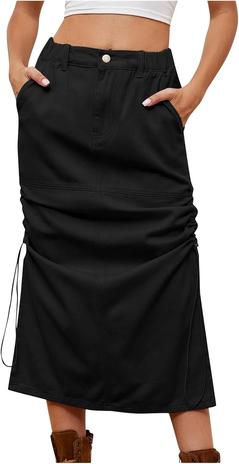 Cowgirl Slit Basic for Women Denim Maxi Long Skorts Women 2025 Y2K