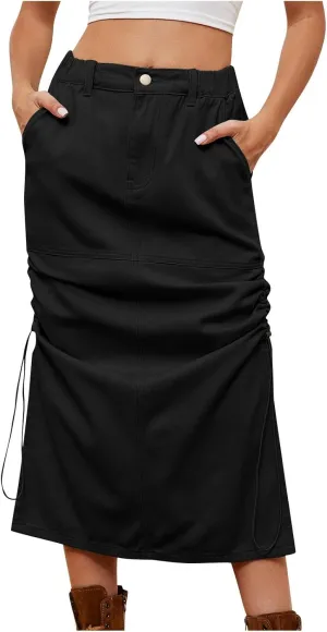 Cowgirl Slit Basic for Women Denim Maxi Long Skorts Women 2025 Y2K