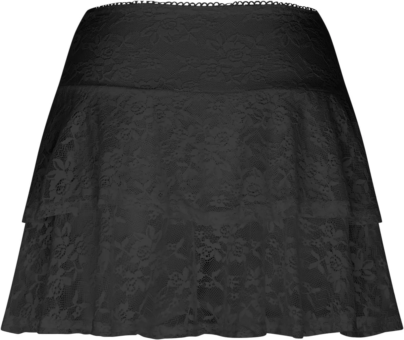Cute Lace Skirts for Women Low Waist Layered Pleated Flowy Short Skirt Ruffle Trim Tiered Skirts Beach Outfits