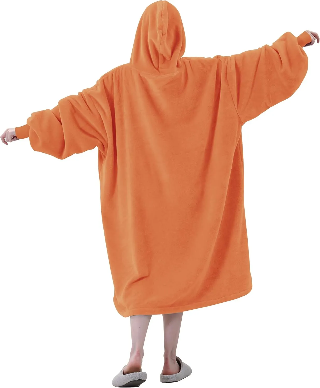 Easy-Going Oversized Flannel Wearable Blanket Hoodie for Adults, One Size Fits All