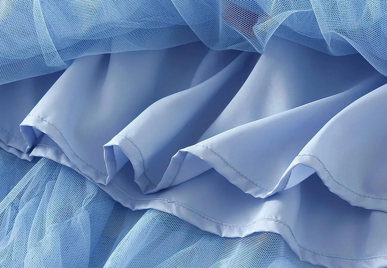 ebossy Women's Tiered Ruffles Tutu Tulle Puffy Skirt Elastic High Waist A-line Flowy Mid Long Skirt