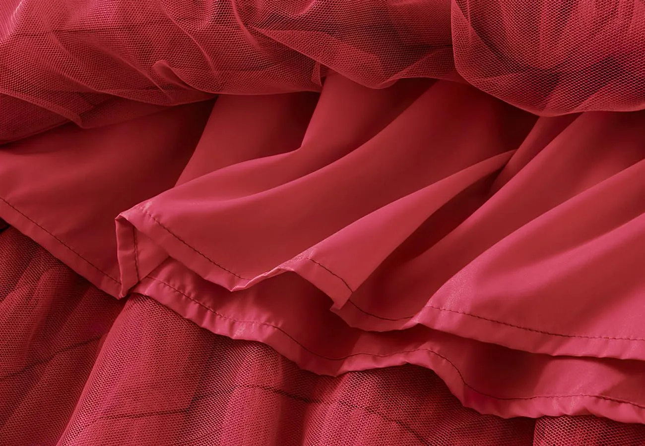 ebossy Women's Tiered Ruffles Tutu Tulle Puffy Skirt Elastic High Waist A-line Flowy Mid Long Skirt
