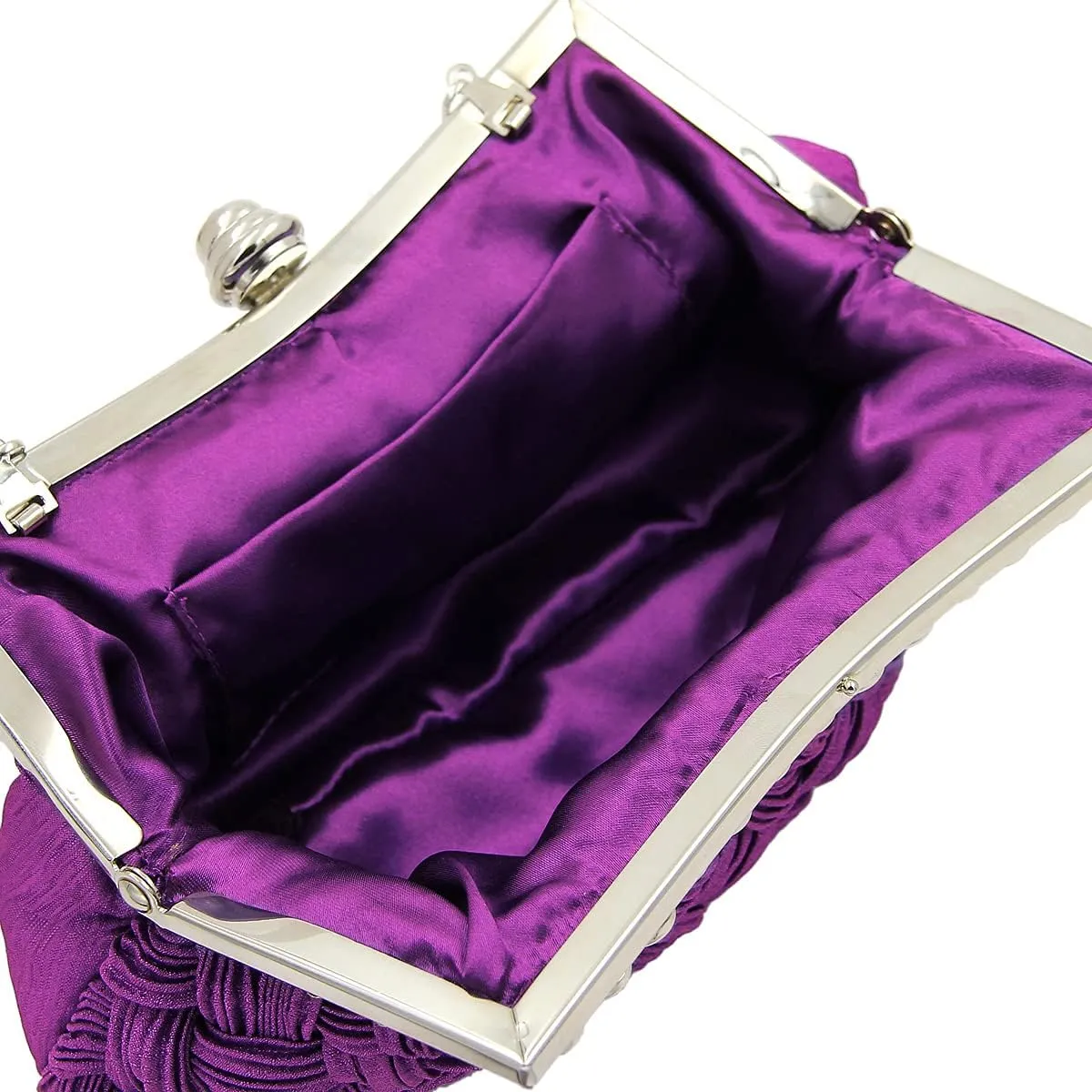 Elegant Braided Pleated Glitter Rhinestone Clutch Evening Bag - Diff Colors