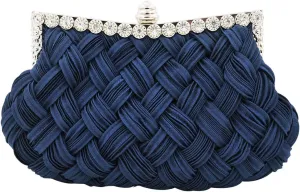Elegant Braided Pleated Glitter Rhinestone Clutch Evening Bag - Diff Colors