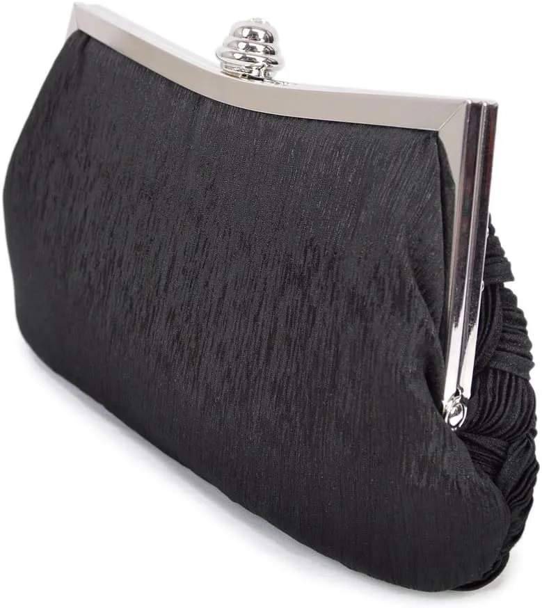 Elegant Braided Pleated Glitter Rhinestone Clutch Evening Bag - Diff Colors