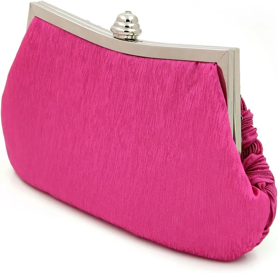 Elegant Braided Pleated Glitter Rhinestone Clutch Evening Bag - Diff Colors