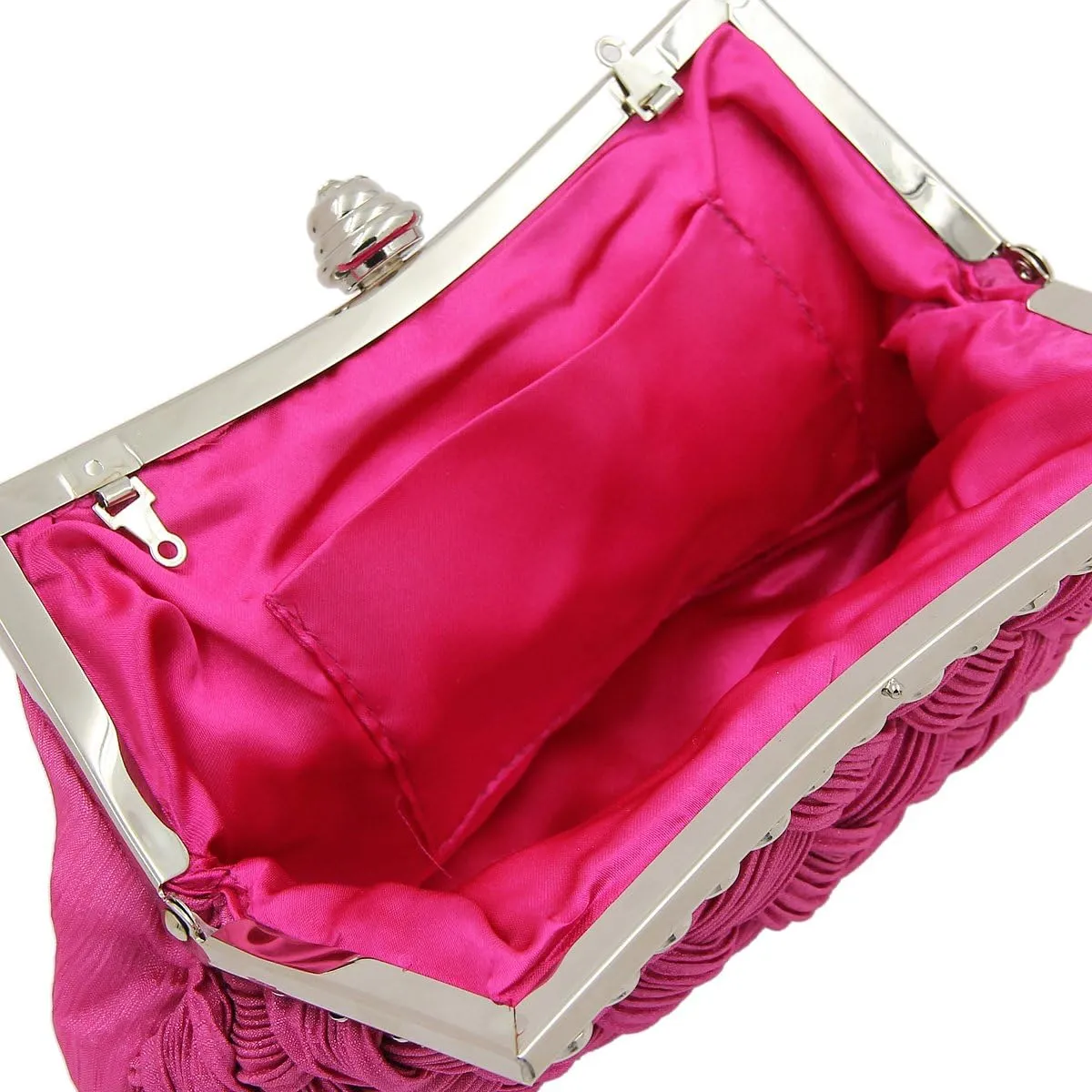 Elegant Braided Pleated Glitter Rhinestone Clutch Evening Bag - Diff Colors