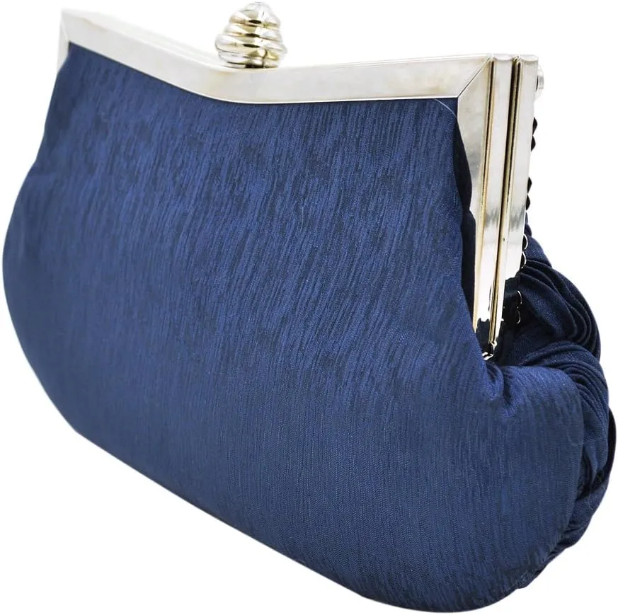 Elegant Braided Pleated Glitter Rhinestone Clutch Evening Bag - Diff Colors
