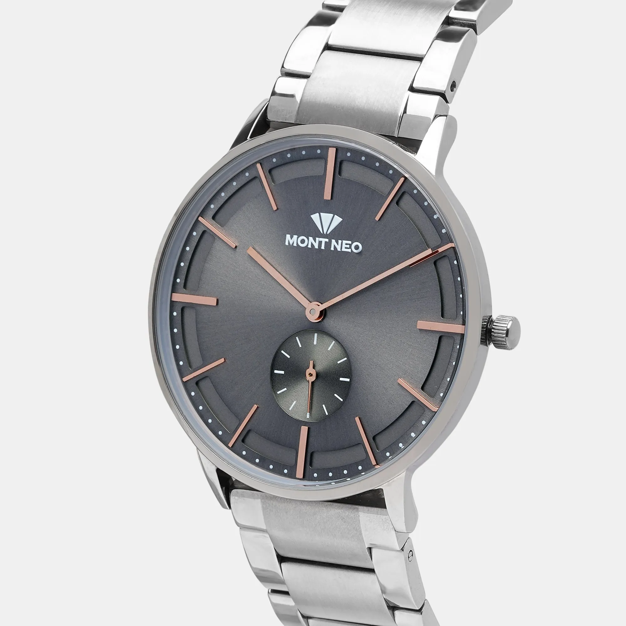 Elegant Grey Analog Men Stainless Steel Watch 7009E-M7715
