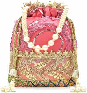 Elegant Potli Bag for Women with Floral Embroidery & Beads
