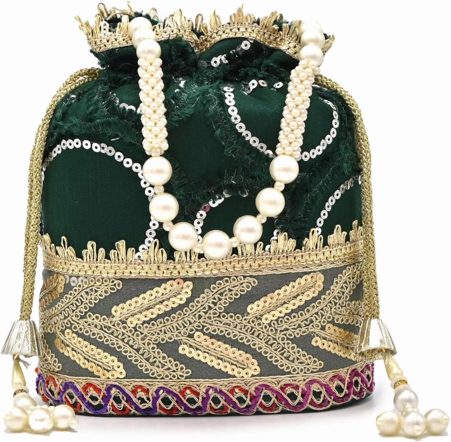 Elegant Potli Bag for Women with Floral Embroidery & Beads