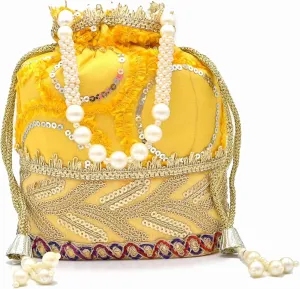 Elegant Potli Bag for Women with Floral Embroidery & Beads