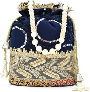 Elegant Potli Bag for Women with Floral Embroidery & Beads