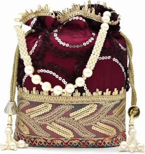 Elegant Potli Bag for Women with Floral Embroidery & Beads