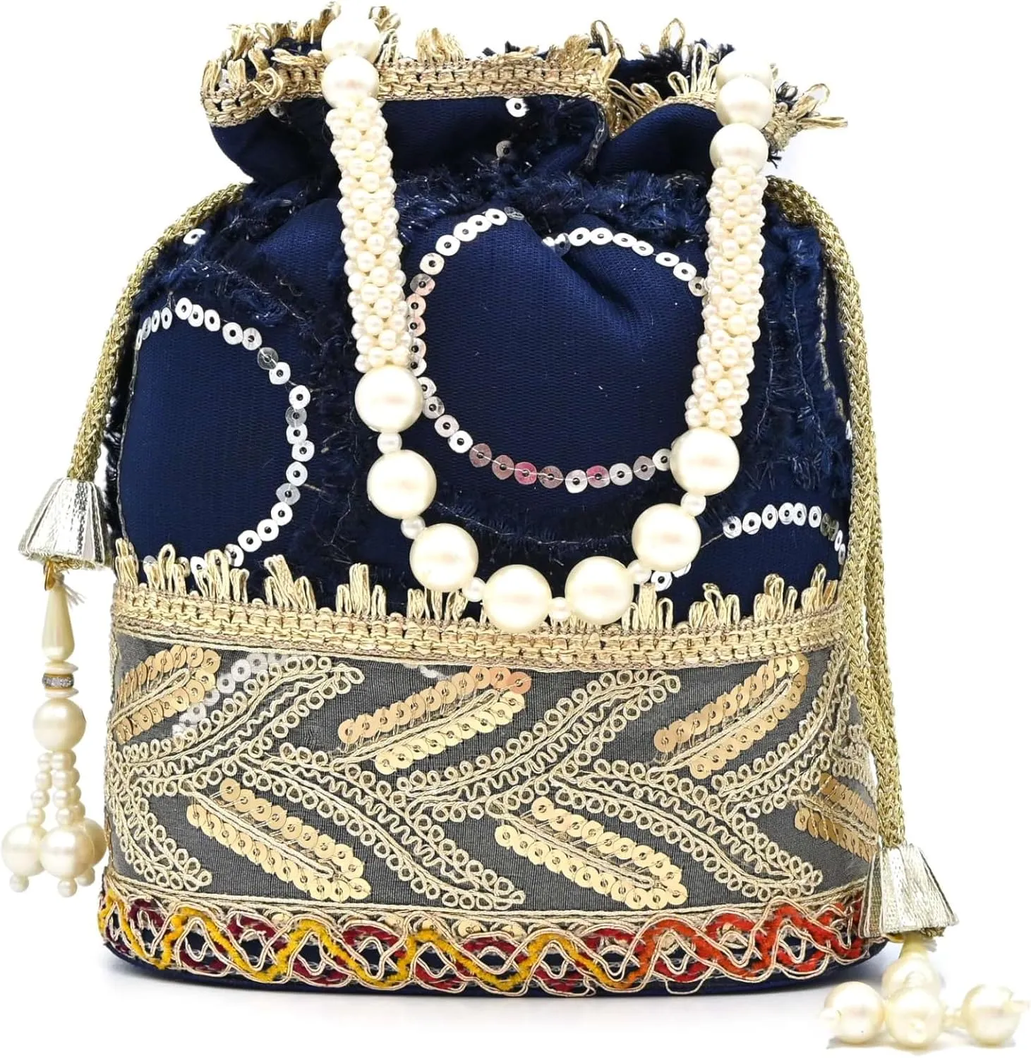 Elegant Potli Bag for Women with Floral Embroidery & Beads