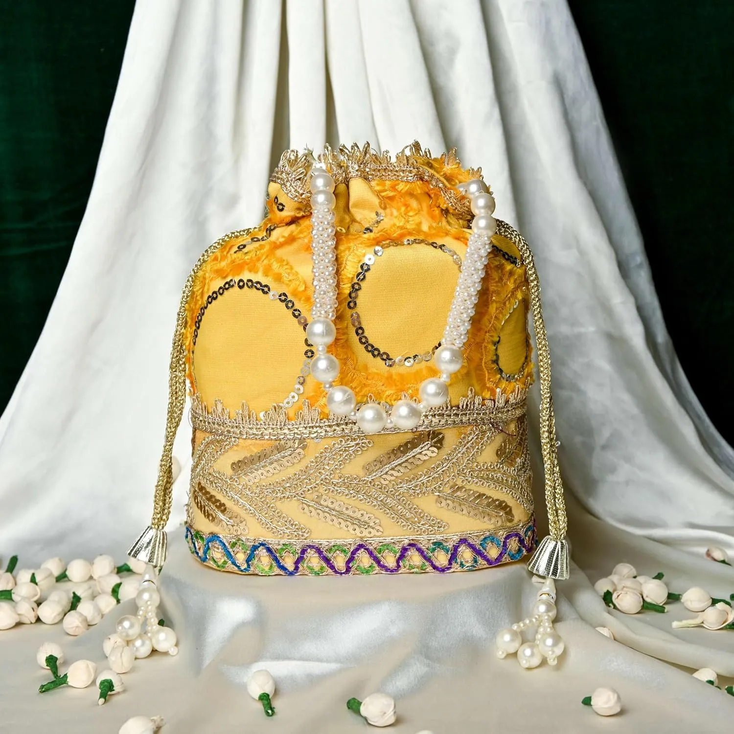 Elegant Potli Bag for Women with Floral Embroidery & Beads