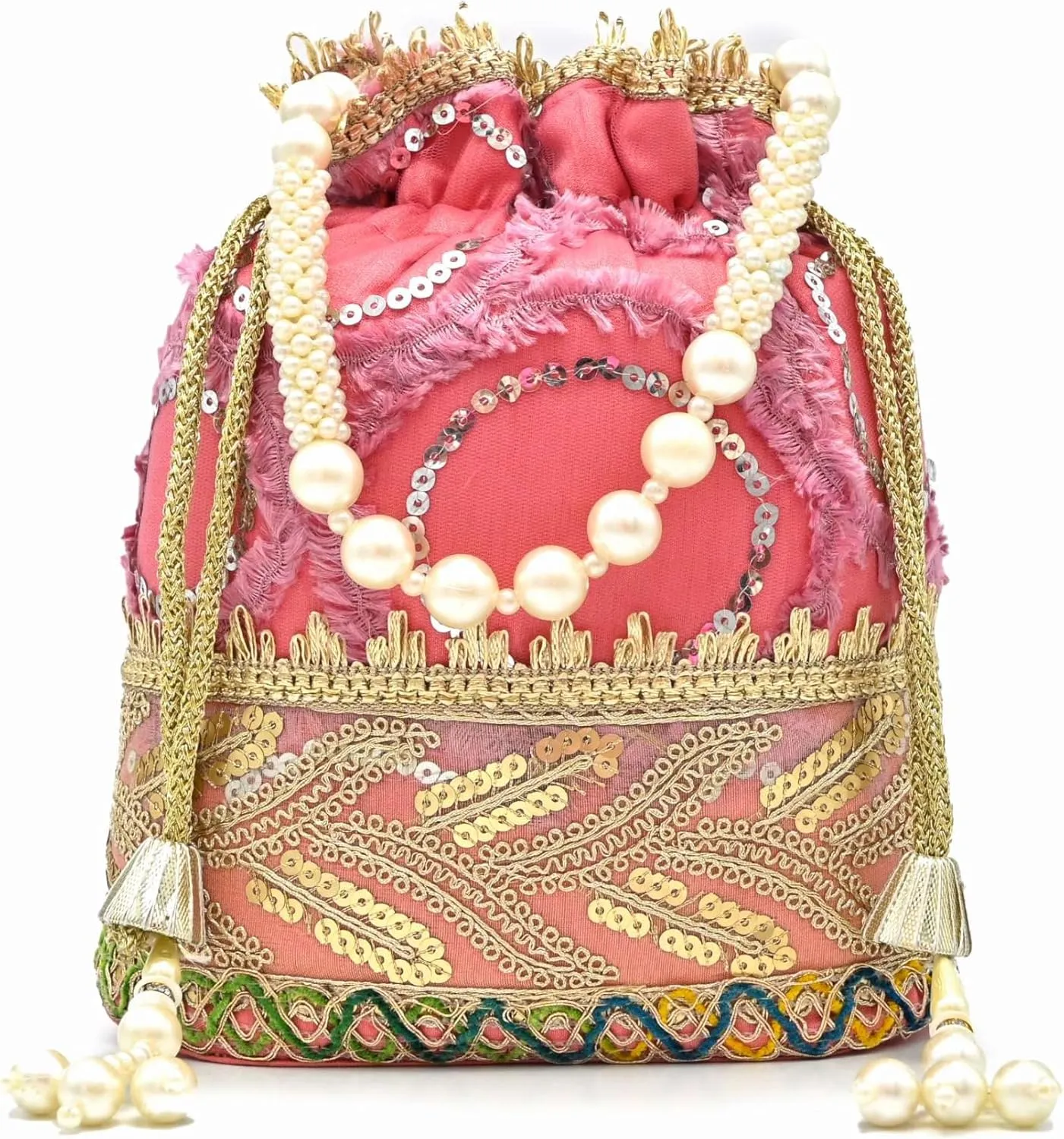 Elegant Potli Bag for Women with Floral Embroidery & Beads
