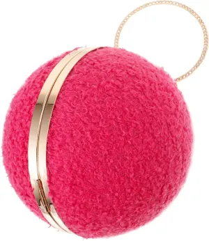 Elegant Round Evening Handbag Pink Clutch Bag Women's Party Clutch Fashionable Purse