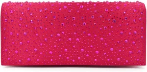 Elegant Satin Flap Crystal Clutch Evening Bag - Diff Colors Avail