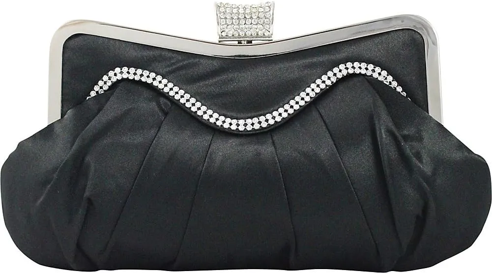 Elegant Satin Soft Evening Clutch/Party Bag/Wedding Purse (Black)