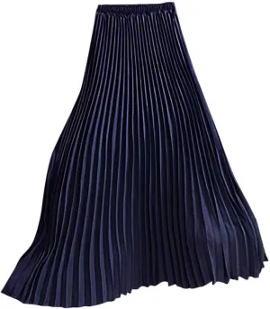 Elegant Waist Womens Midi Pleated Elastic Skirt Solid Skirt Easter Tree Skirt