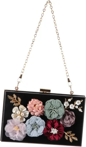 Elegant Wedding Bag Women Shoulder Bag Acrylic Flower Evening Pouch Evening Purse