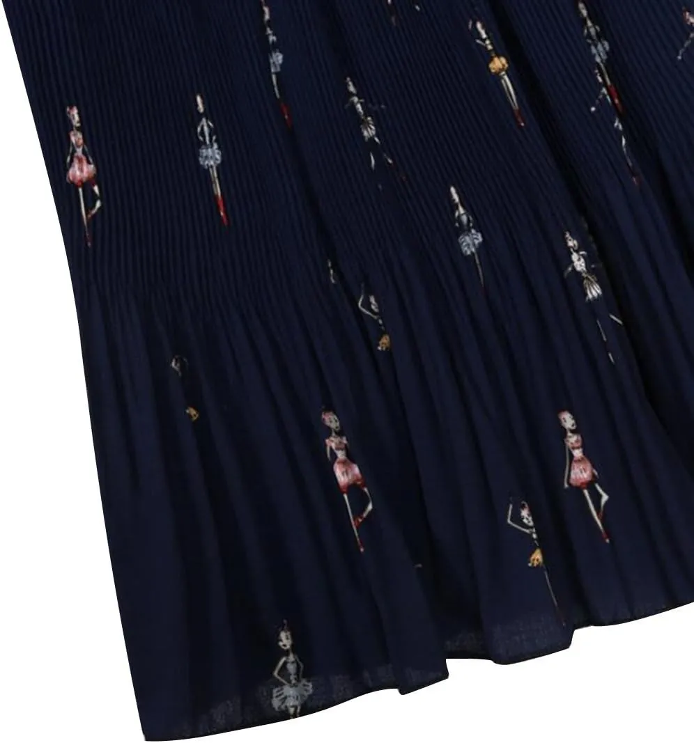 Elegant Women Chiffon Skirts Ruffle Dress Maxi Pleated Midi Skirt