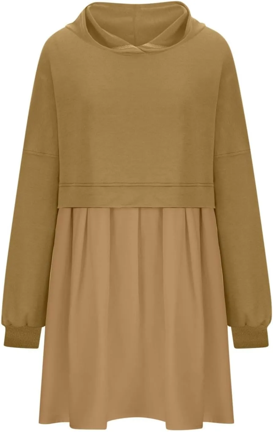 Elegant Women's Long Sleeve Pleated Skirt Dress Versatile A Line Midi Dress for Elegant Events and Casual Wear
