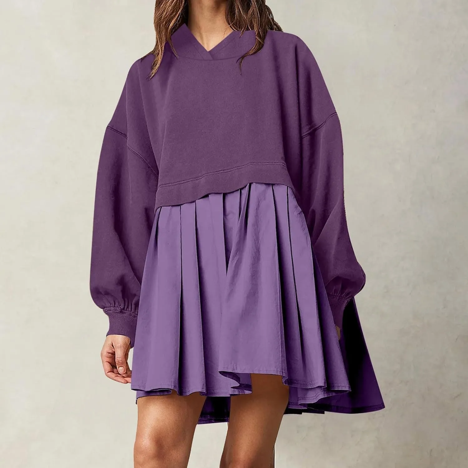 Elegant Women's Long Sleeve Pleated Skirt Dress Versatile A Line Midi Dress for Elegant Events and Casual Wear