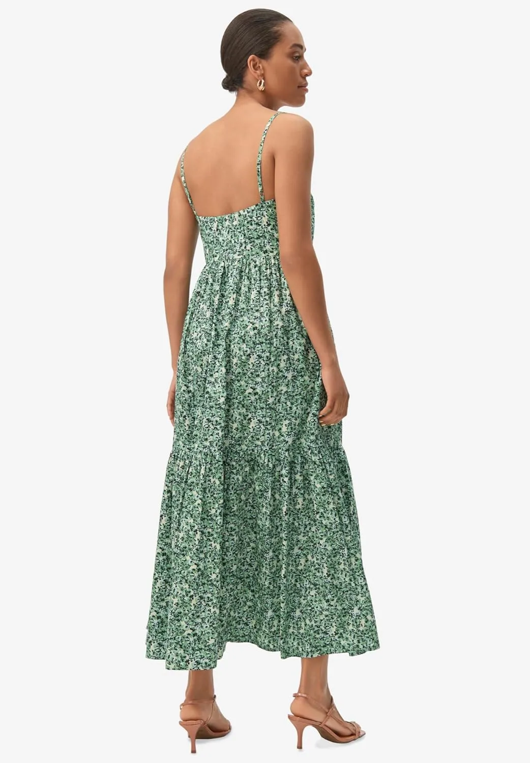 ellos Women's Plus Size Tiered Cotton Maxi Dress