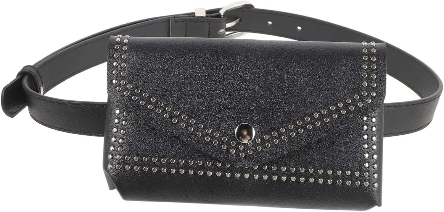 Fashionable Women's Waist Bag Punk Belt Bag Leather Stylish Design Easy to Wear
