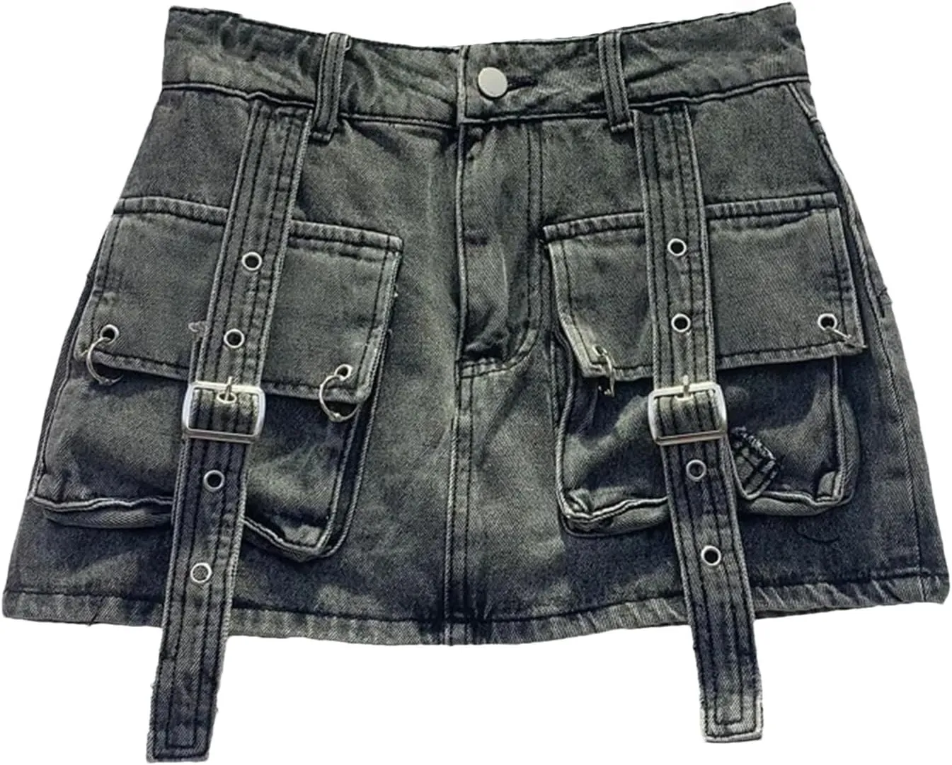 Female Cowboy Mini Denim Skirts Women High Waisted Button A-Line Skirt