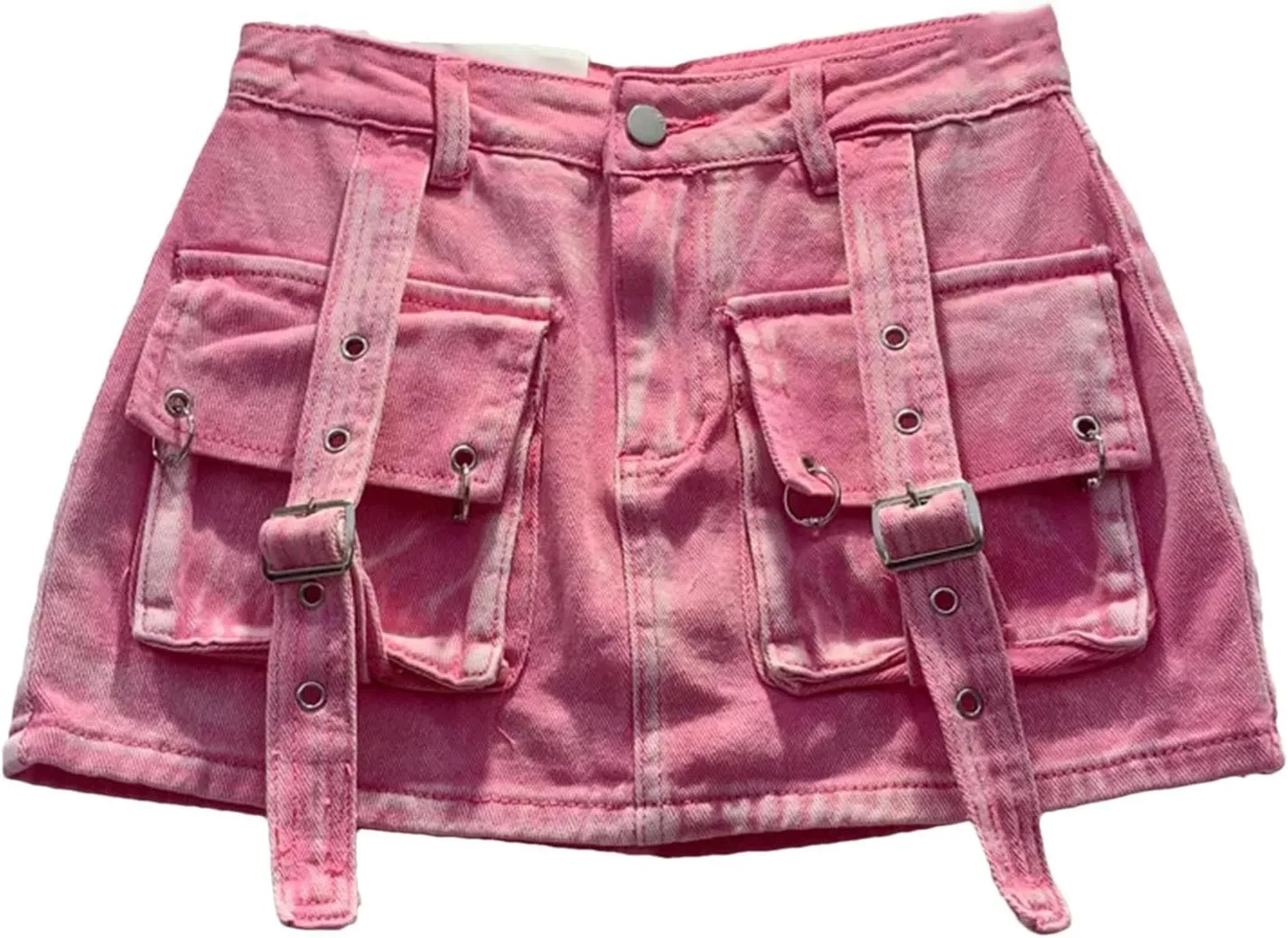 Female Cowboy Mini Denim Skirts Women High Waisted Button A-Line Skirt