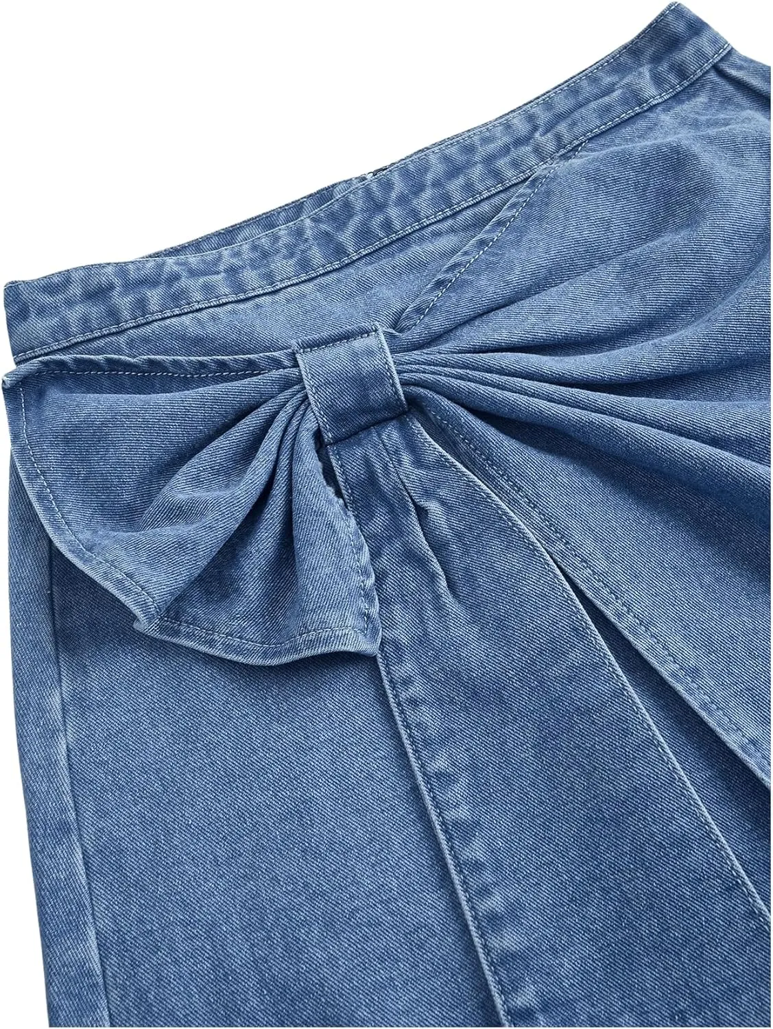 Floerns Women's High Waisted Big Bow Wrap Front Mini Bodycon Denim Skirts