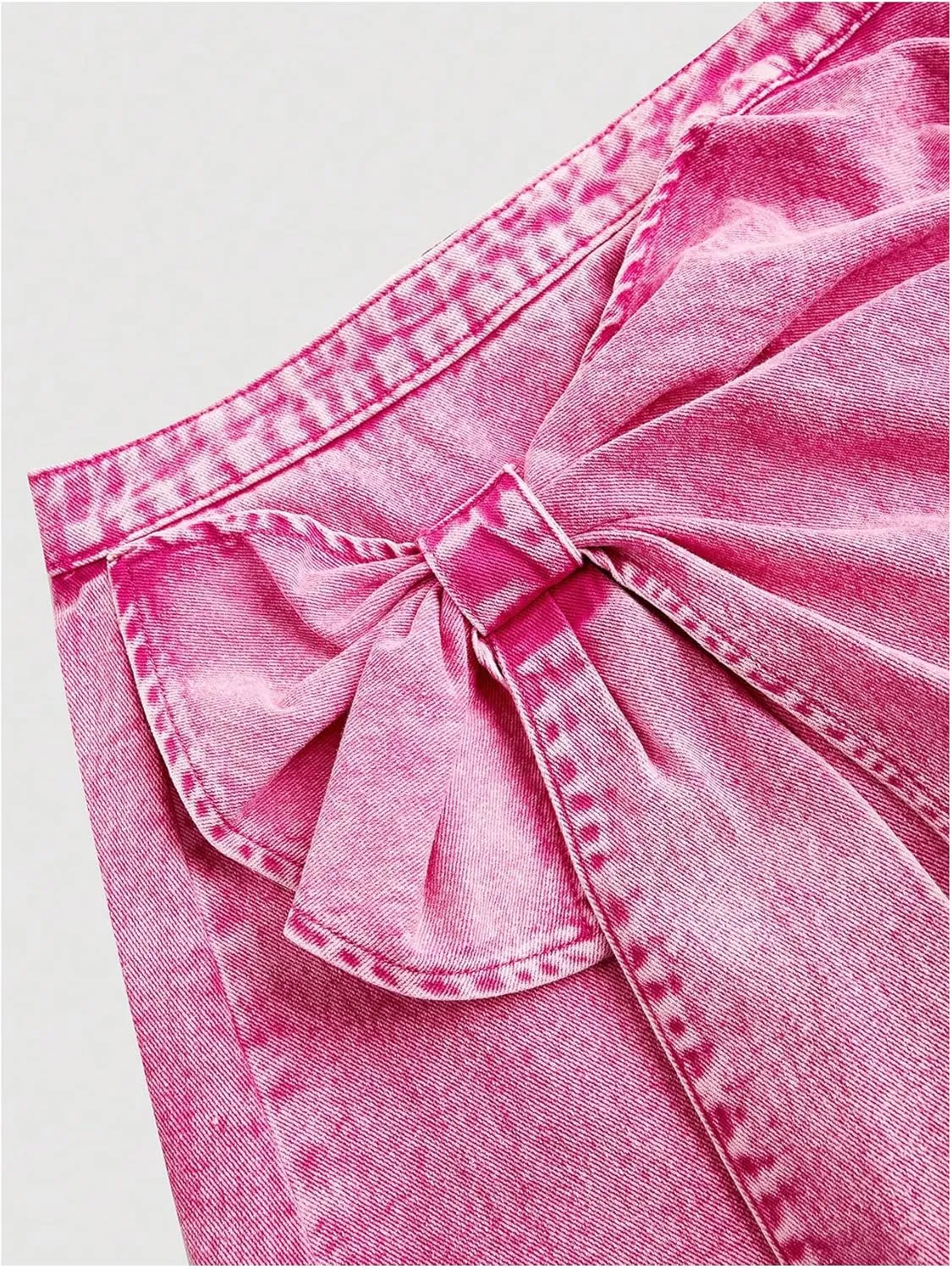 Floerns Women's High Waisted Big Bow Wrap Front Mini Bodycon Denim Skirts