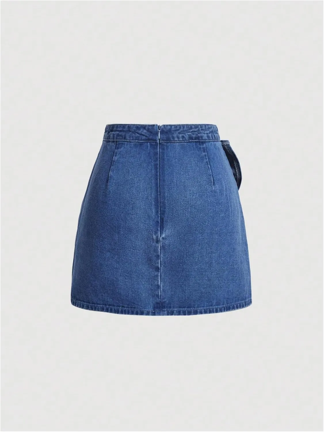 Floerns Women's High Waisted Big Bow Wrap Front Mini Bodycon Denim Skirts