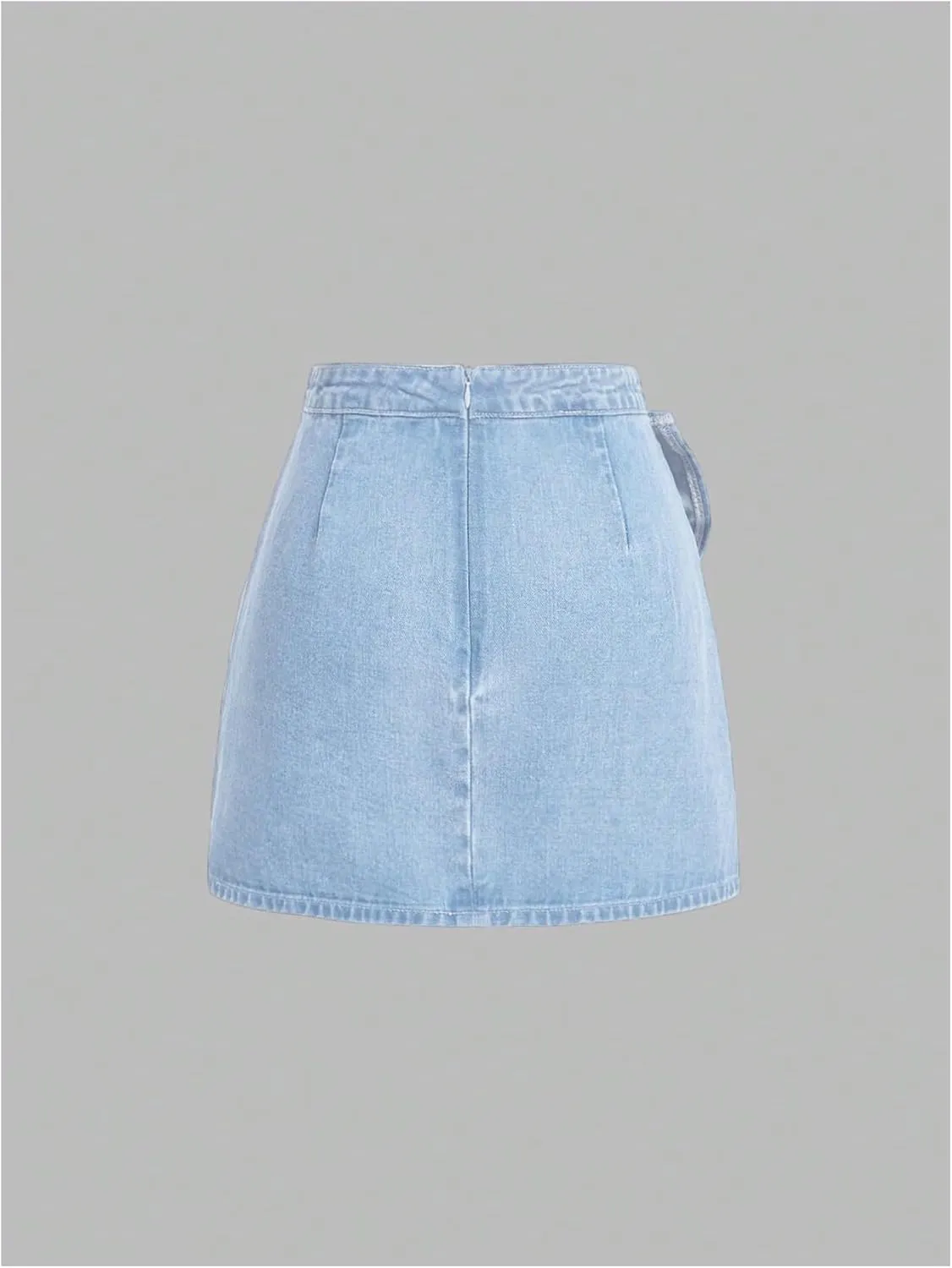 Floerns Women's High Waisted Big Bow Wrap Front Mini Bodycon Denim Skirts