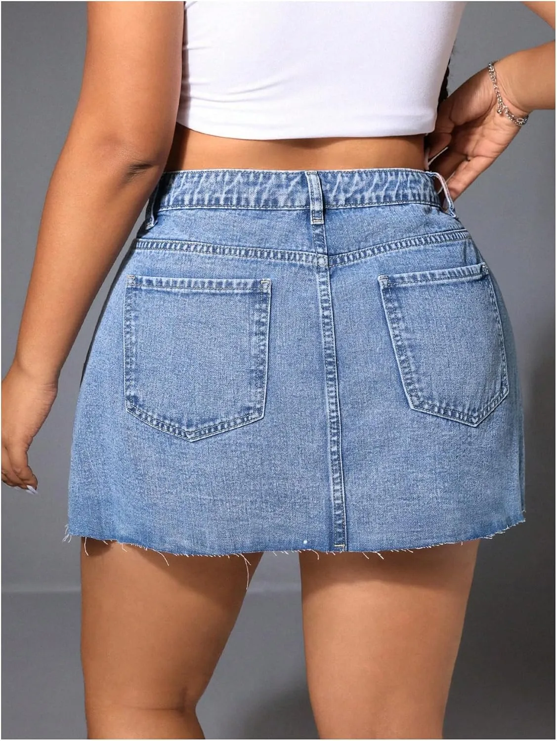 Floerns Women's Plus Size Mini Denim Skirts High Waist A Line Jeans Skirts