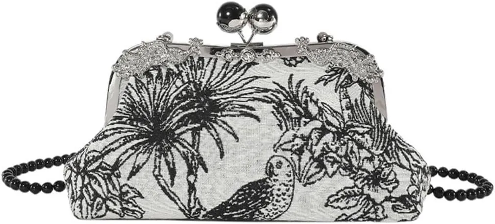Floral Handbag Elegant Beads Shoulder Bridal Wedding Purse Vintage Crossbody Women Evening