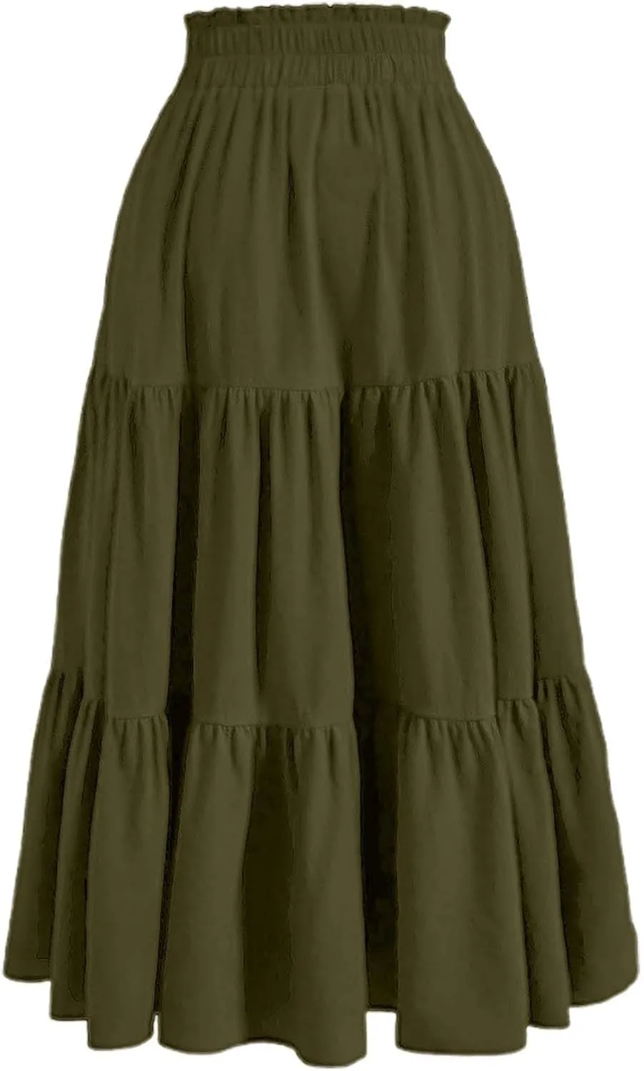 Floral Maxi Skirt for Women Tiered Boho High Waisted Pleated Midi Skirt Flowy A-Line Cute Spring Summer Long Skirts