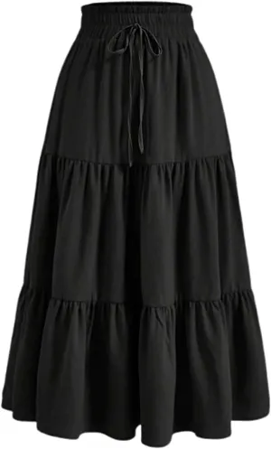 Floral Maxi Skirt for Women Tiered Boho High Waisted Pleated Midi Skirt Flowy A-Line Cute Spring Summer Long Skirts