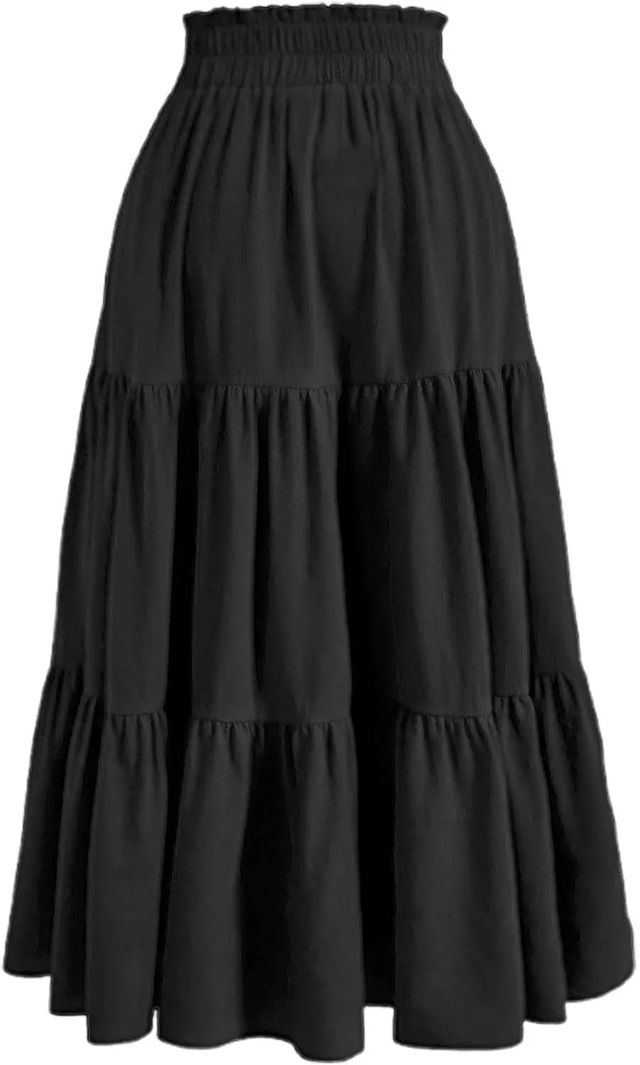 Floral Maxi Skirt for Women Tiered Boho High Waisted Pleated Midi Skirt Flowy A-Line Cute Spring Summer Long Skirts