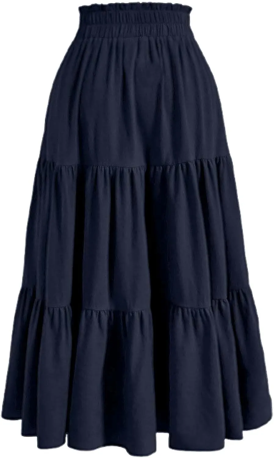 Floral Maxi Skirt for Women Tiered Boho High Waisted Pleated Midi Skirt Flowy A-Line Cute Spring Summer Long Skirts