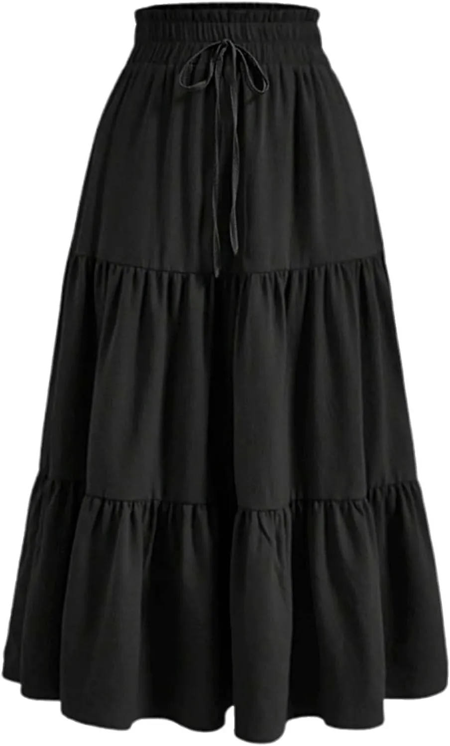 Floral Maxi Skirt for Women Tiered Boho High Waisted Pleated Midi Skirt Flowy A-Line Cute Spring Summer Long Skirts