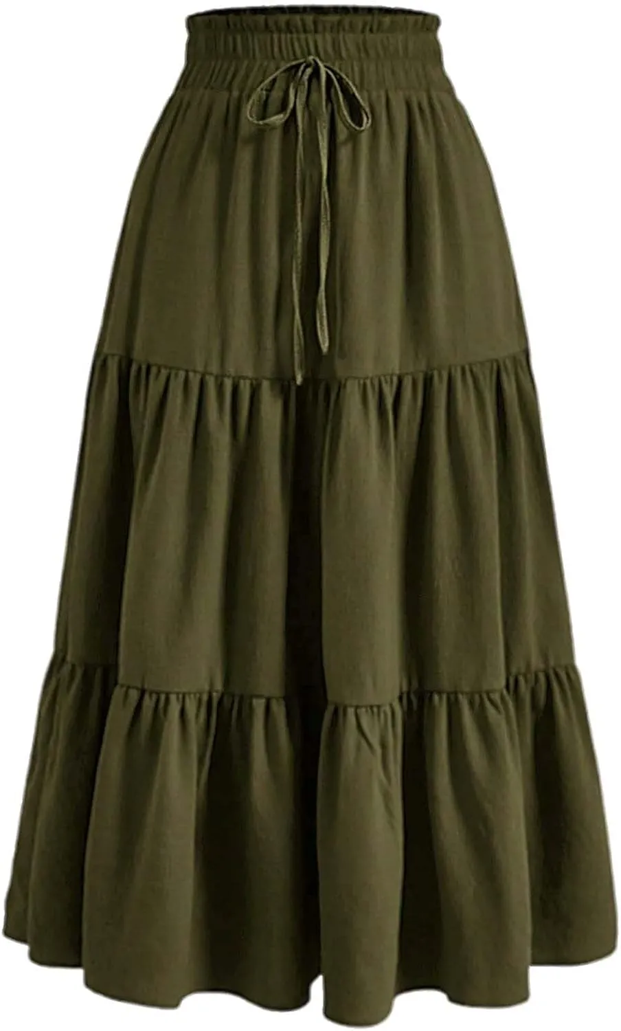 Floral Maxi Skirt for Women Tiered Boho High Waisted Pleated Midi Skirt Flowy A-Line Cute Spring Summer Long Skirts
