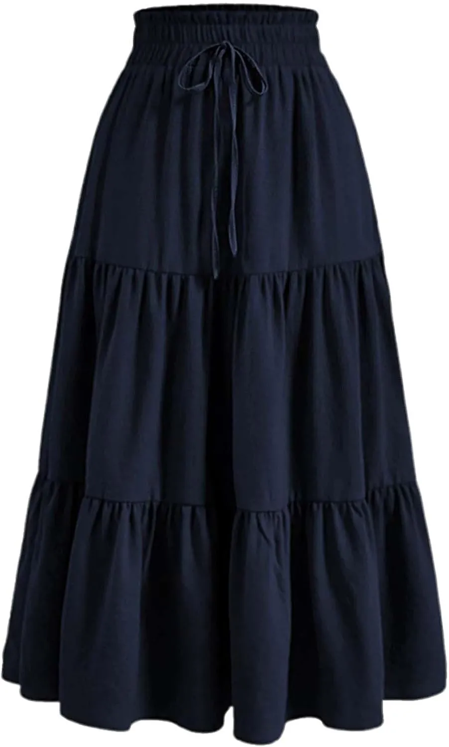 Floral Maxi Skirt for Women Tiered Boho High Waisted Pleated Midi Skirt Flowy A-Line Cute Spring Summer Long Skirts